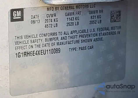 2014 Chevrolet Volt from USA, damaged, VIN 1G1RH6E4XEU110089